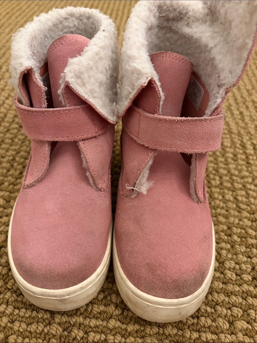 Polo by Ralph Lauren Pink Suede Kids Shearling-Lined Boots